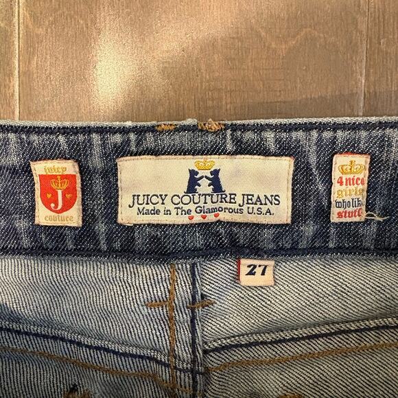 Vintage‎ Y2K Juicy Couture Flare Jeans 90s 00s Size 27 Blue Low Rise USA - Picture 3 of 14